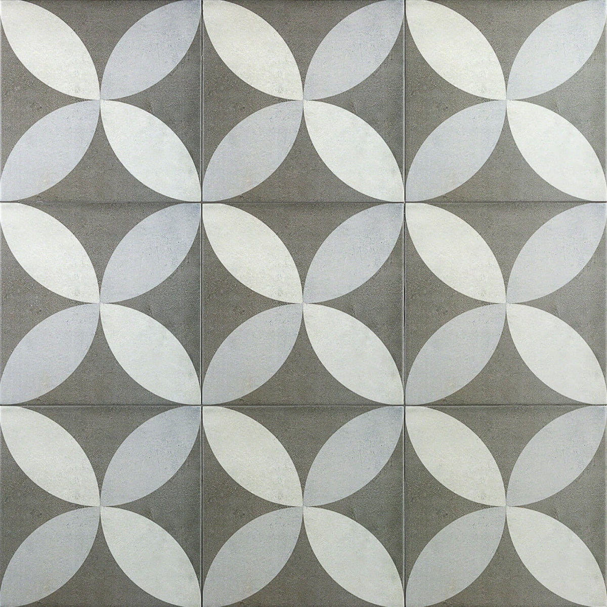 Bella Saatchi Gray 9x9 Matte Porcelain Tile - Encaustic Look