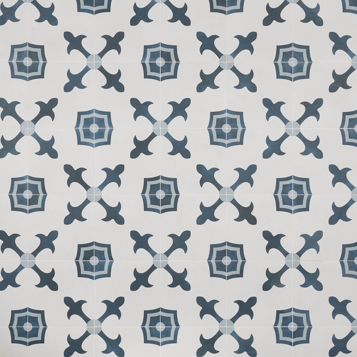 Lapaz White & Blue Herald 9x9 Matte Porcelain Tile - Mediterranean Design