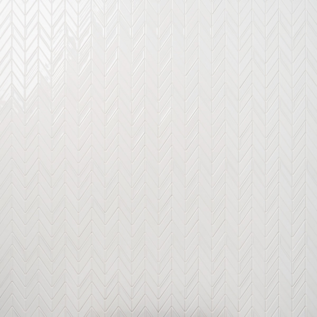Brookline Chevron Cloud White 1x5 Glossy Ceramic Mosaic Tile