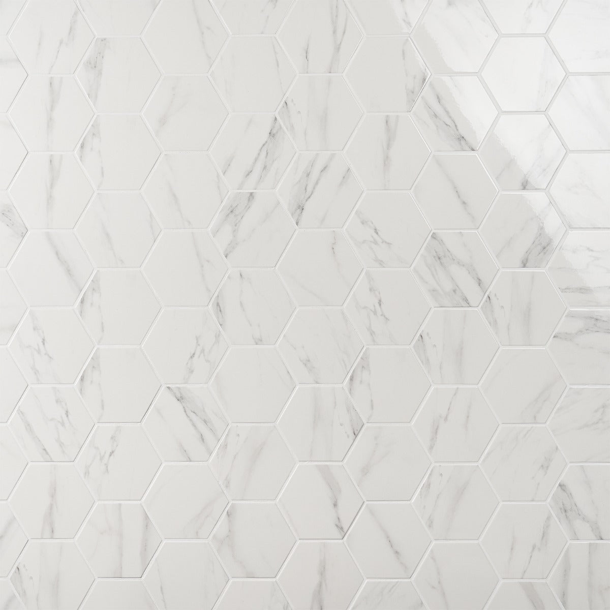 Amalfi Statuario White 6" Hexagon Polished Porcelain Tile - Lux Tile