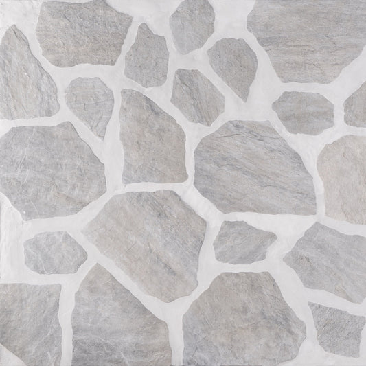 Pathstone Gris Gray Textured Matte Porcelain Flagstone Tile - Lux Tile