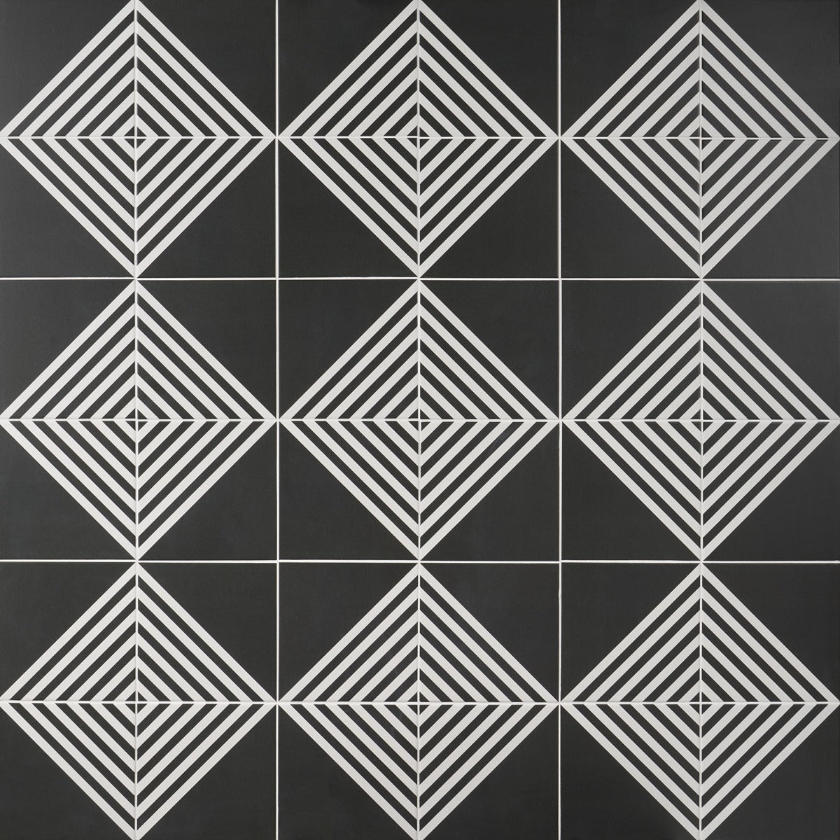 Lux Tile B2W Black & White Stripe Negative 8x8 Matte Porcelain Tile