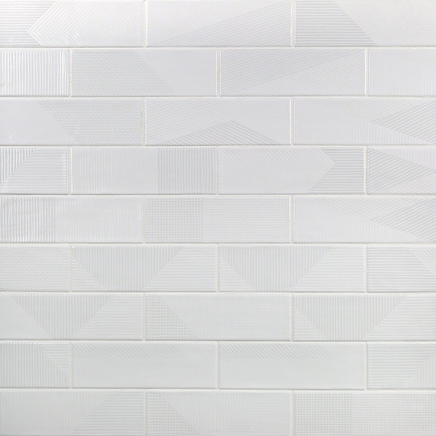 Enigma White 2x8 Textured Polished Ceramic Subway Tile - Lux Tile