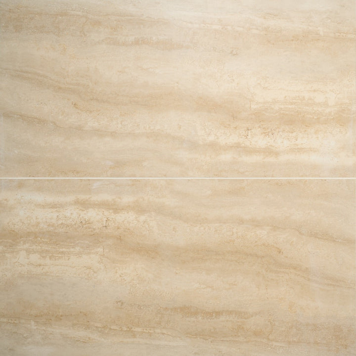 Lumar Travertino Crema Beige 24x48 Matte Porcelain Tile - Lux Tile