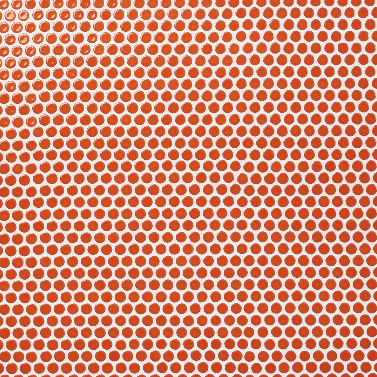 Eden Orange Nectar Rimmed Penny Round Polished Porcelain Mosaic Tile