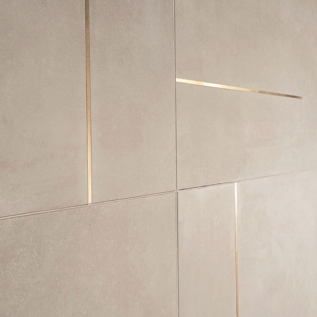 Lux Tile Lines Brass Inlay Greige 24x48 Matte Porcelain Tile