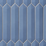 Kent Marine Blue 3D Picket Polished Ceramic Wall Tile - Lux Tile
