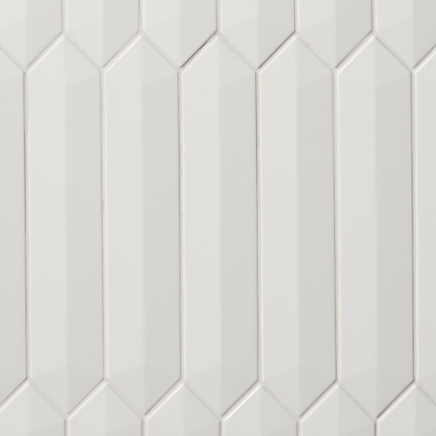 Kent White 3D Picket Polished Ceramic Wall Tile - 2x13