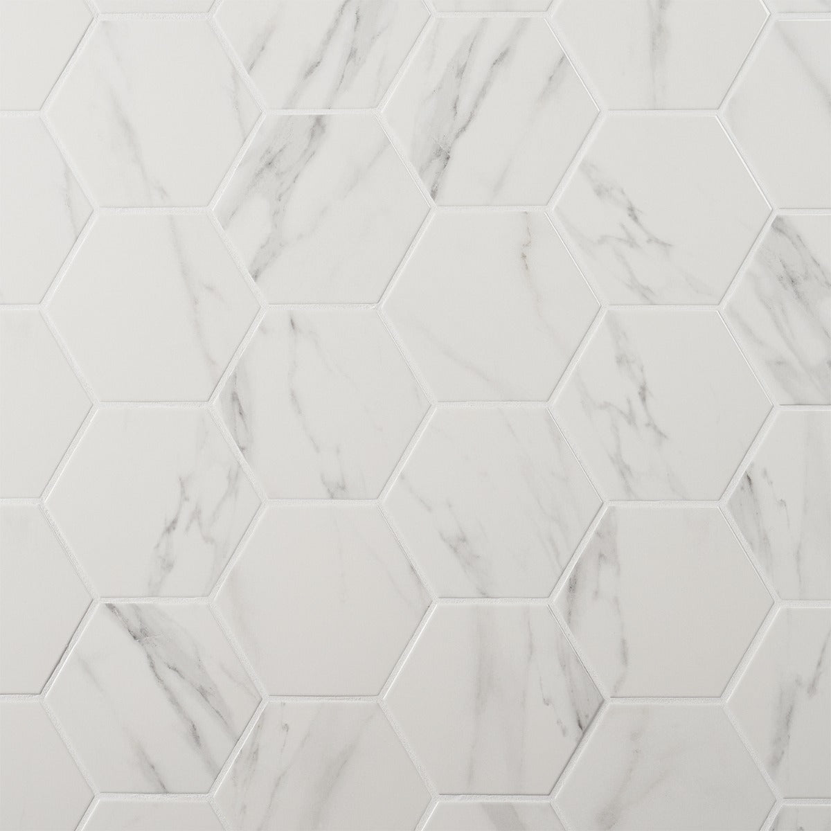Amalfi Statuario White 6" Hexagon Polished Porcelain Tile - Lux Tile