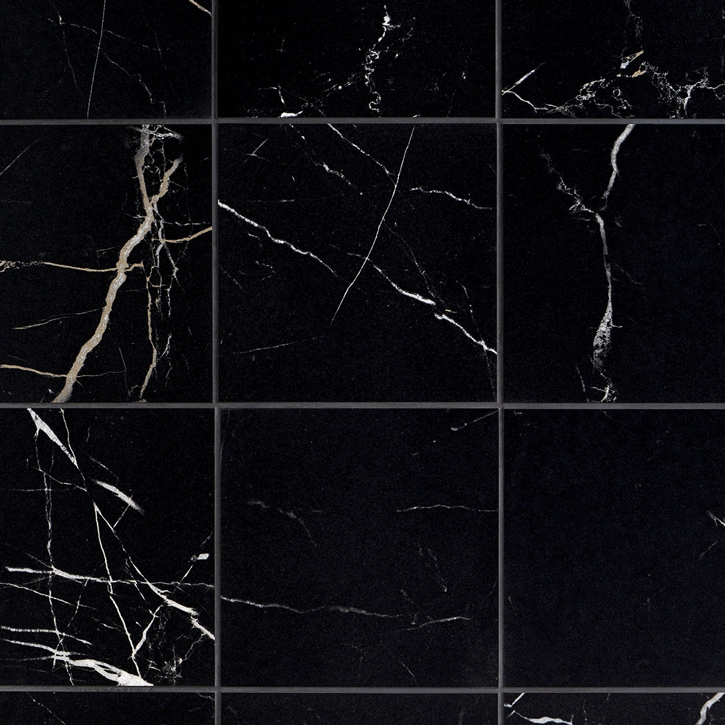 Marble Tech Port Laurent Black Matte Porcelain Tile 6x6 - Lux Tile