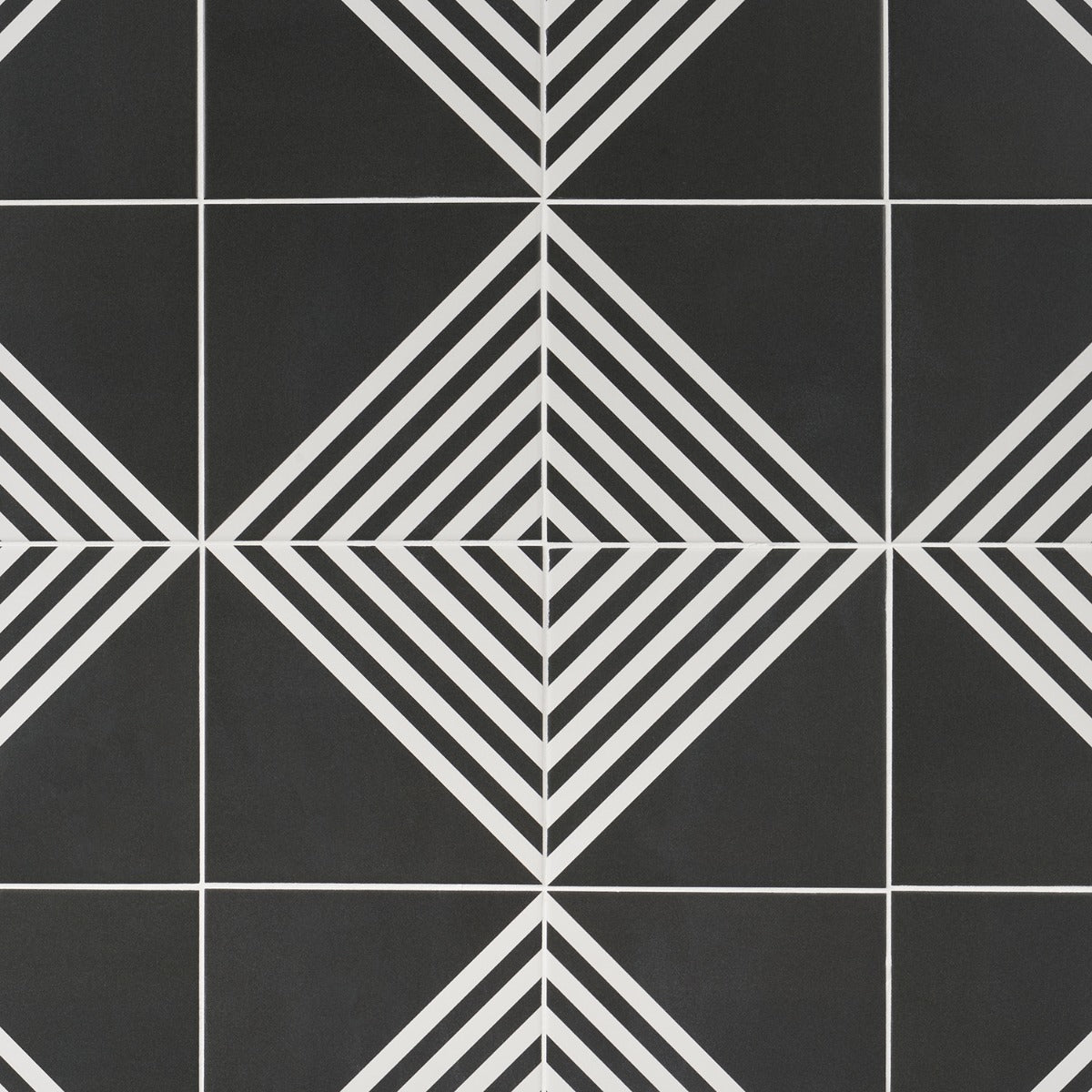 Lux Tile B2W Black & White Stripe Negative 8x8 Matte Porcelain Tile