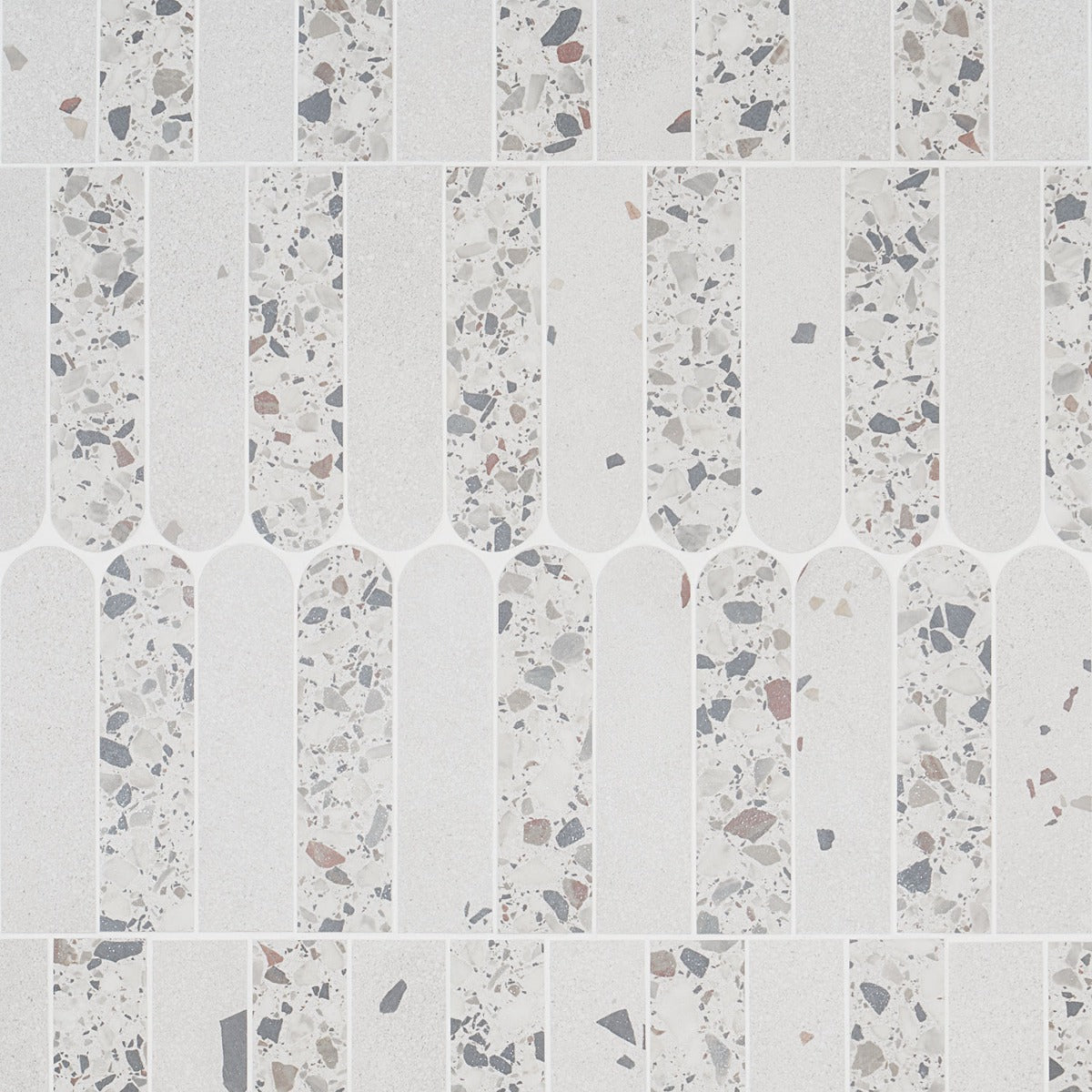 Kobe Fin Ice White Terrazzo Look Matte Porcelain Mosaic Tile