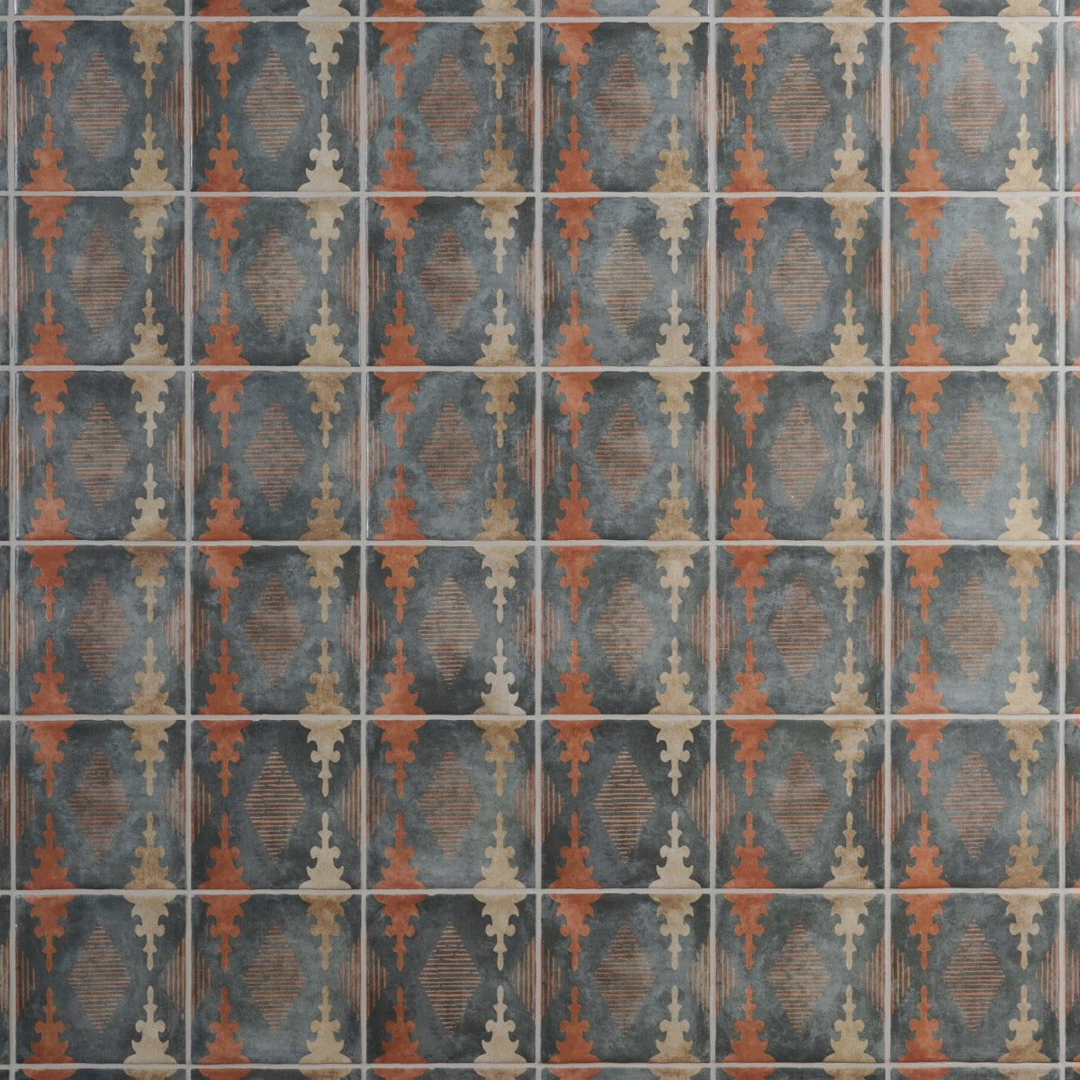 Paula Purroy Talia Aztec Blue Terracotta 5x5 Matte Ceramic Tile