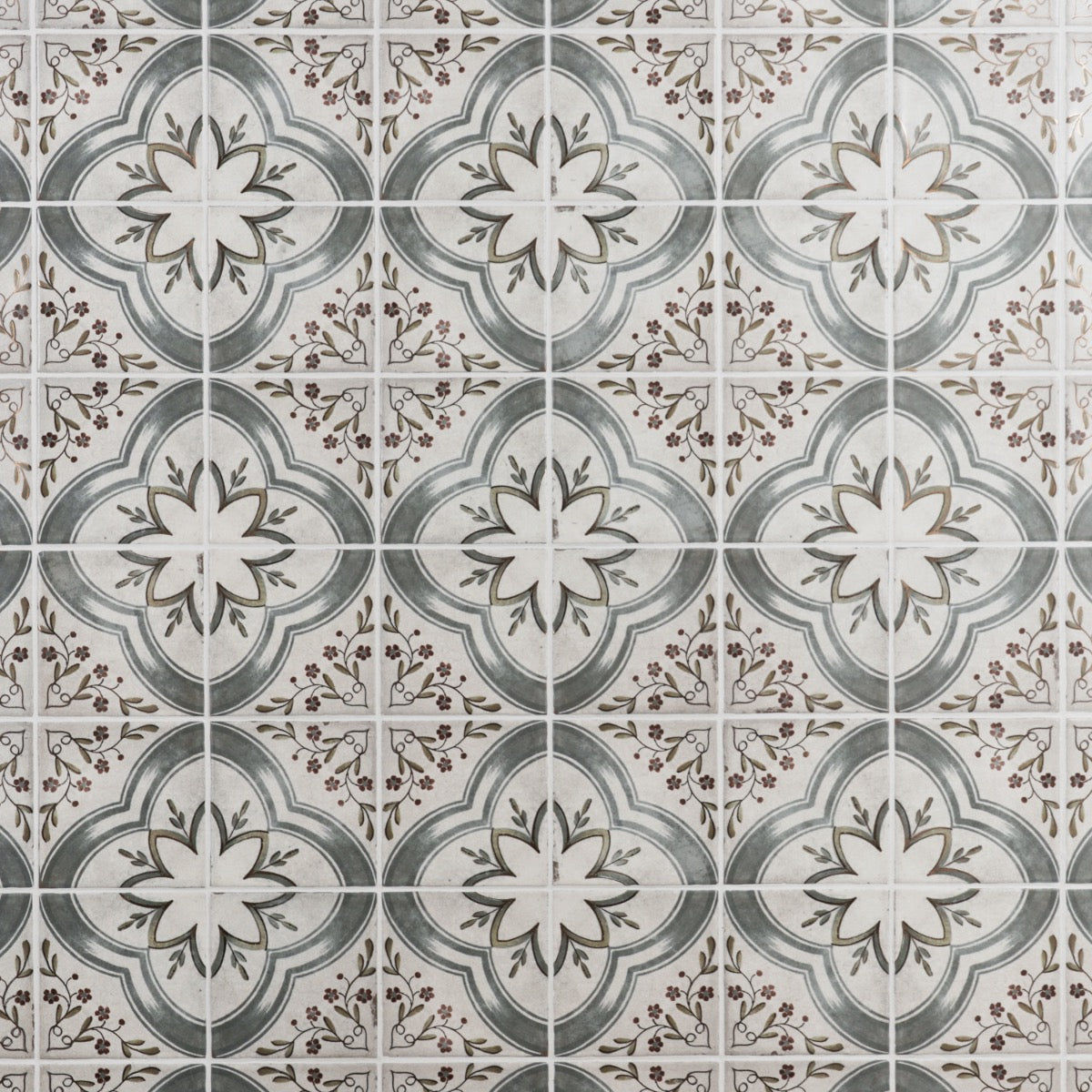 Paula Purroy Talia Blossom Blue Gray with Gold 5x5 Matte Ceramic Tile