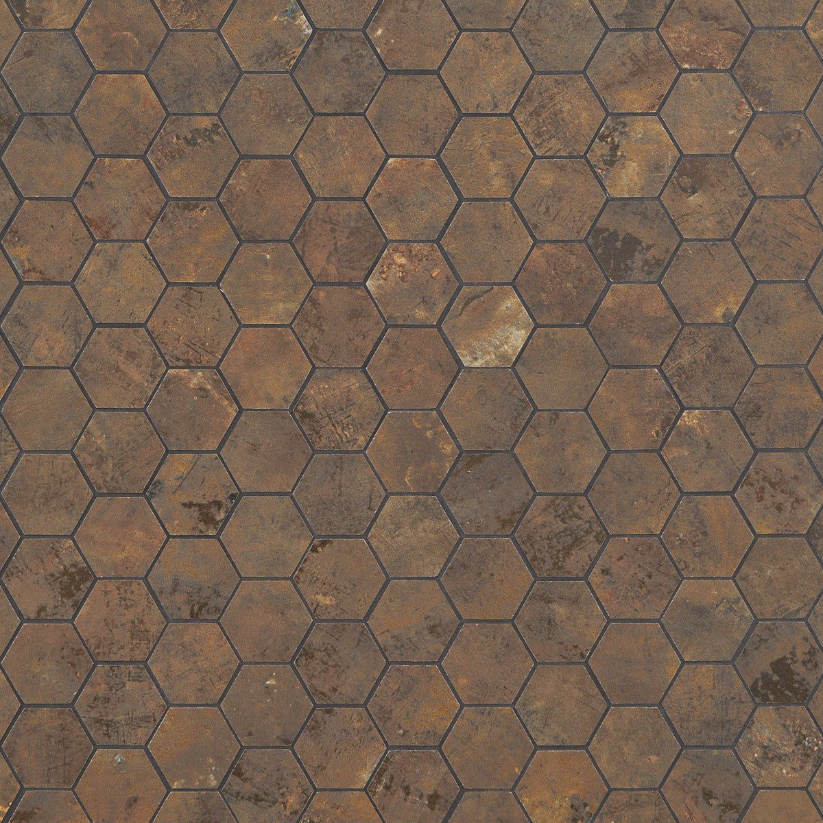 Lux Tile Portrait Copper 2" Hexagon Matte Porcelain Mosaic Tile