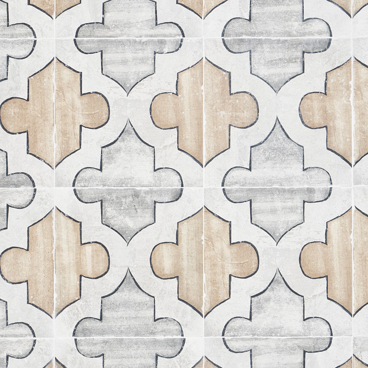 Alesso Deco Picos Beige 8x8 Matte Porcelain Tile - Lux Tile