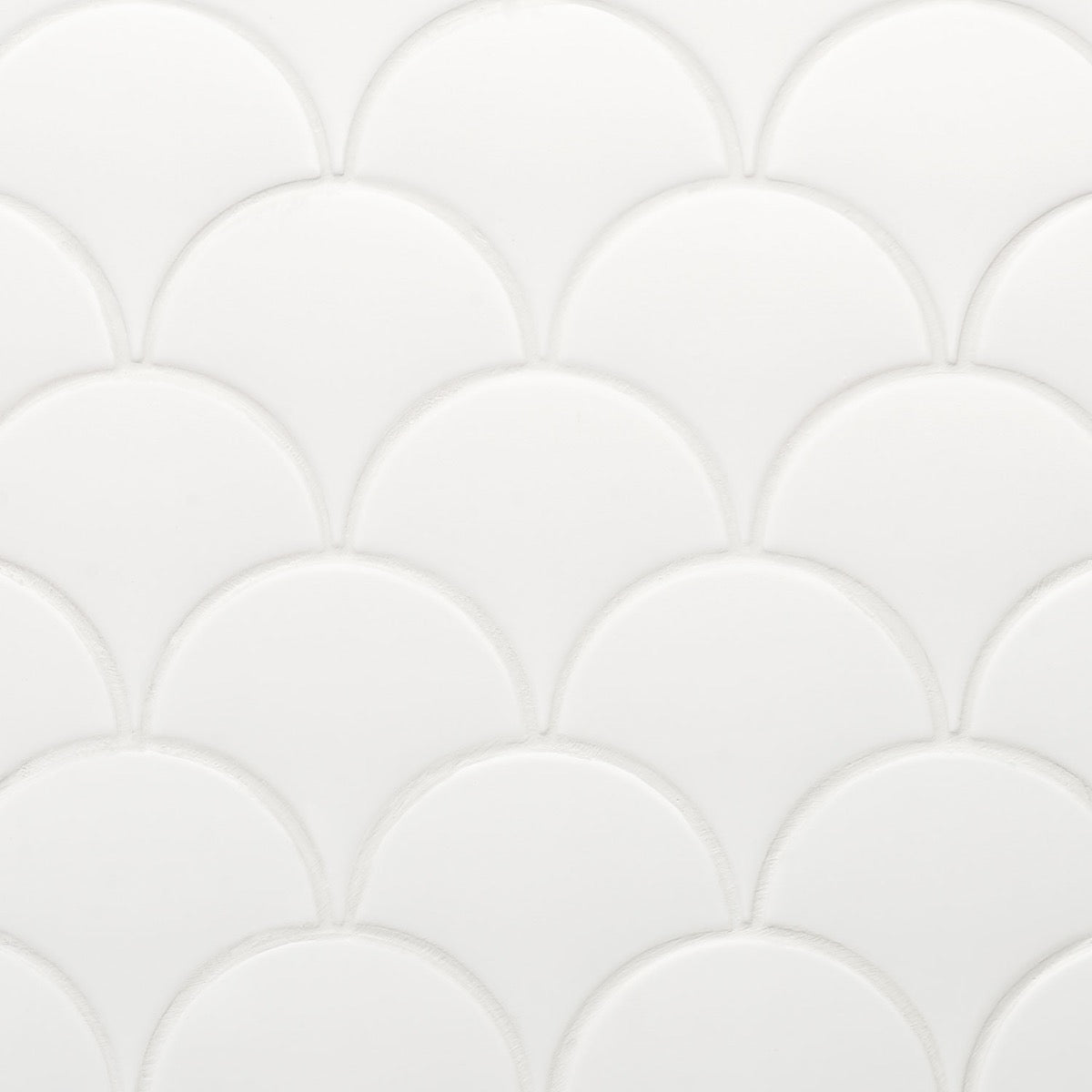 Highwater Blanco White 5" Fish Scale Matte Ceramic Wall Tile