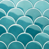 Highwater Teal 5" Fish Scale Polished Ceramic Wall Tile