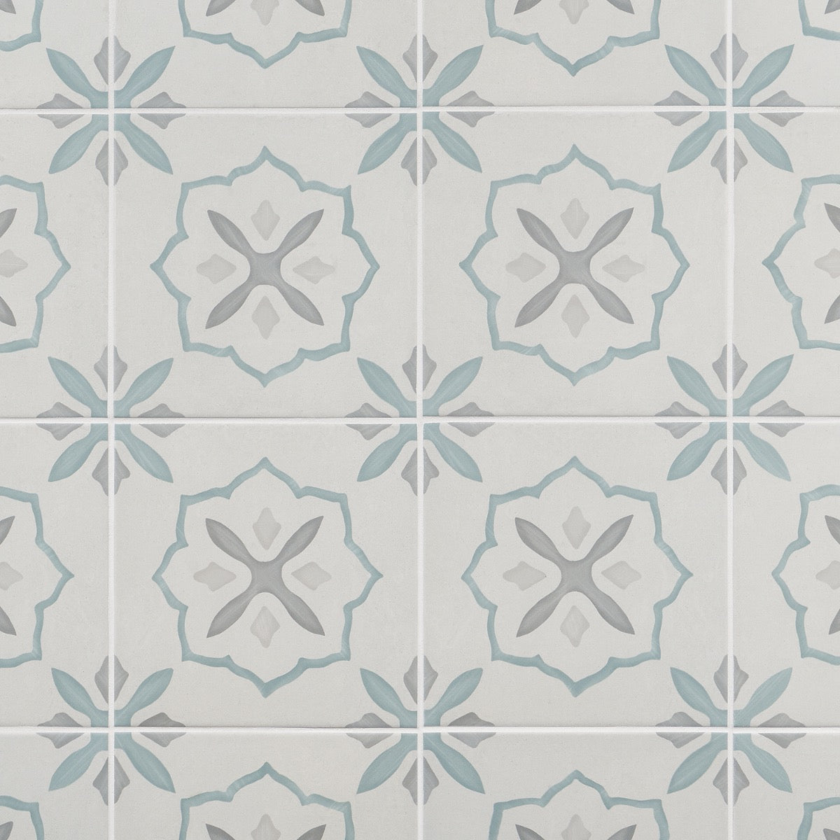 Lapaz Stella Blue 9x9 Matte Porcelain Tile - Mediterranean Encaustic Look