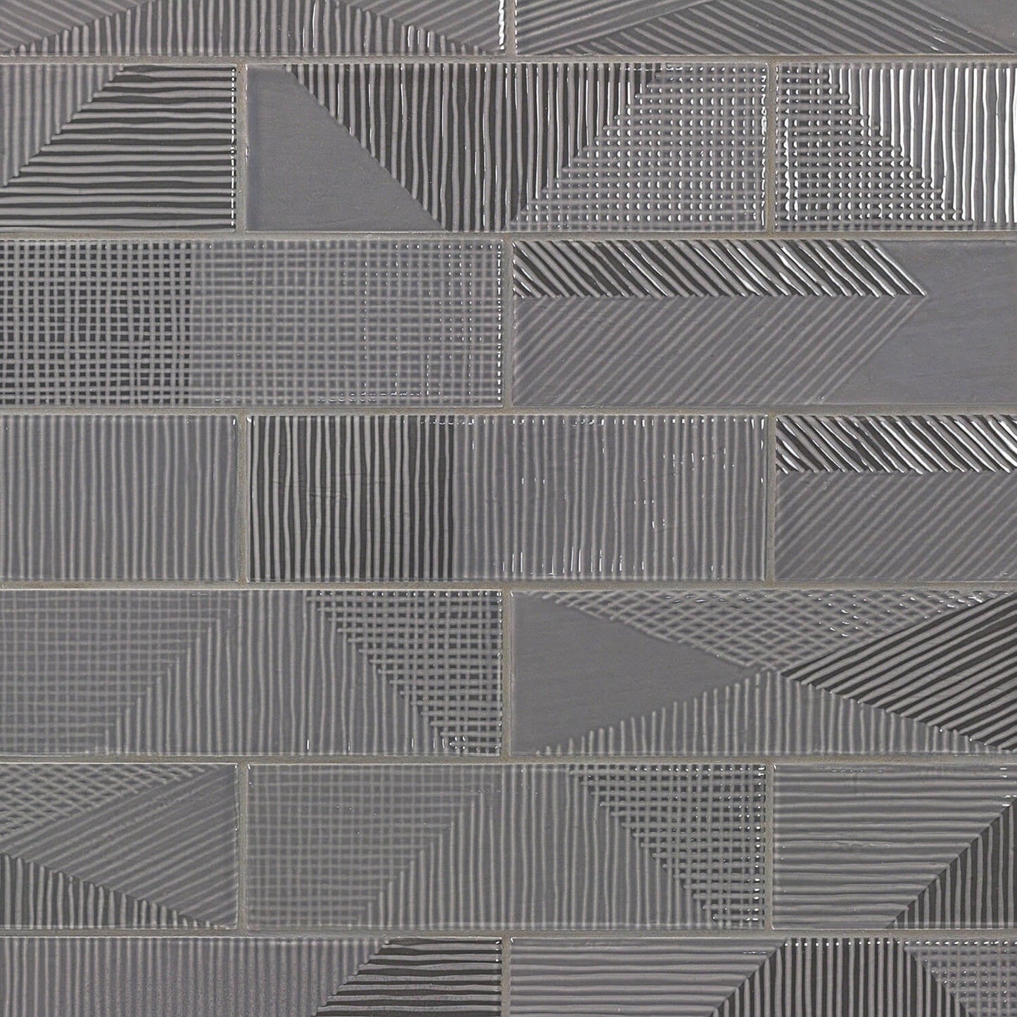 Tilebar Enigma Graphite Gray 2x8 Polished Textured Ceramic Wall Tile