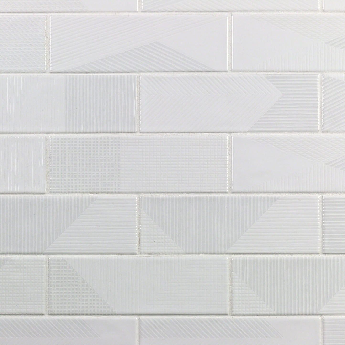 Enigma White 2x8 Textured Polished Ceramic Subway Tile - Lux Tile
