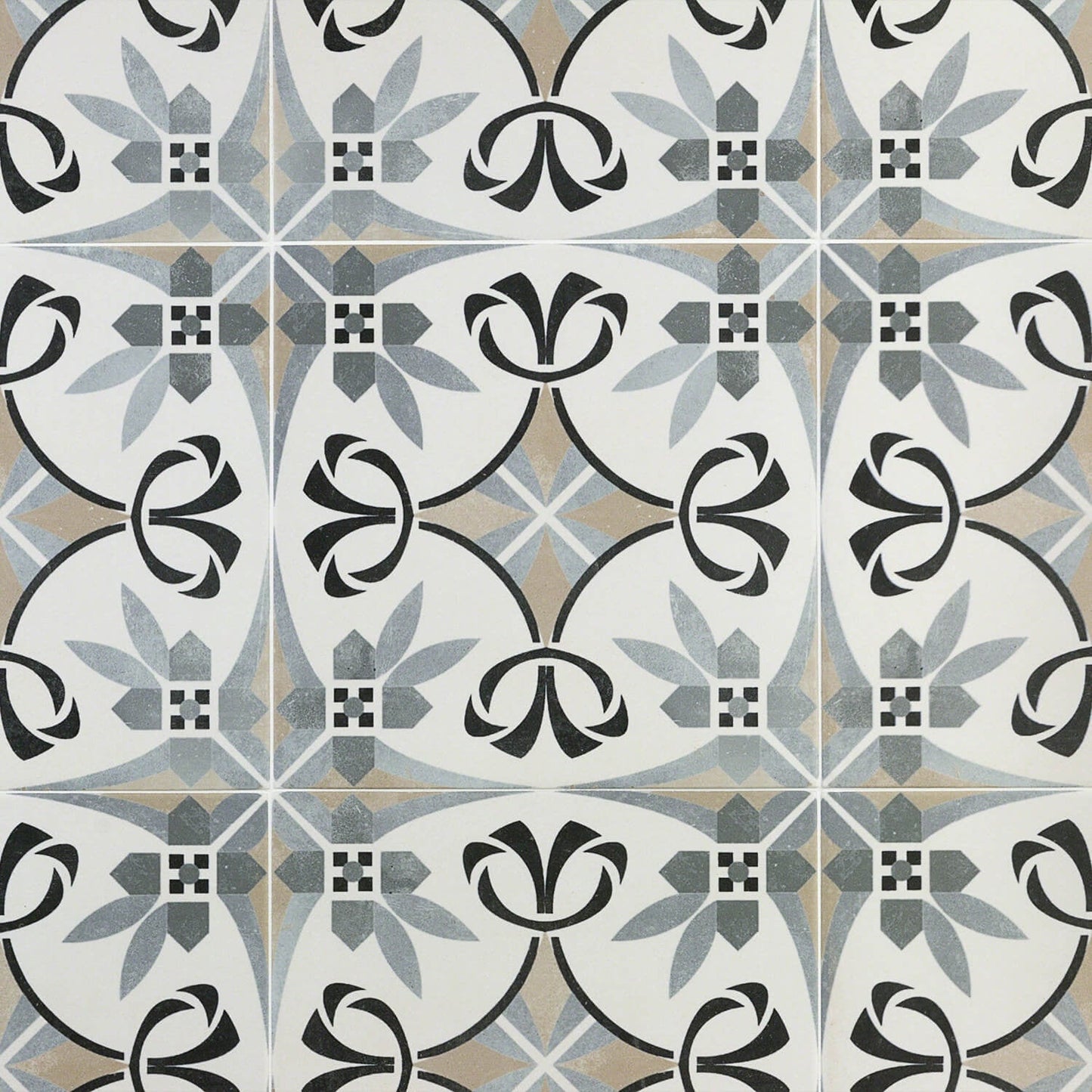 Bella Royale Gray 9x9 Matte Porcelain Tile - Encaustic Look