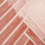 Carolina Coral Pink 2x20 Polished Ceramic Wall Tile by Lux Tile