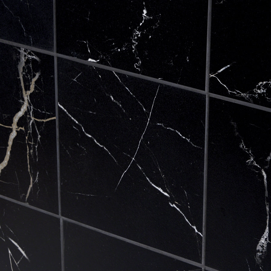 Marble Tech Port Laurent Black Matte Porcelain Tile 6x6 - Lux Tile