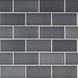 Vector Antracita Gray Polished Ceramic Subway Tile 4x8