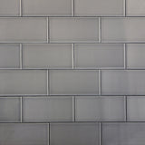 Vector Gris Gray Polished Ceramic Subway Tile - 4x8
