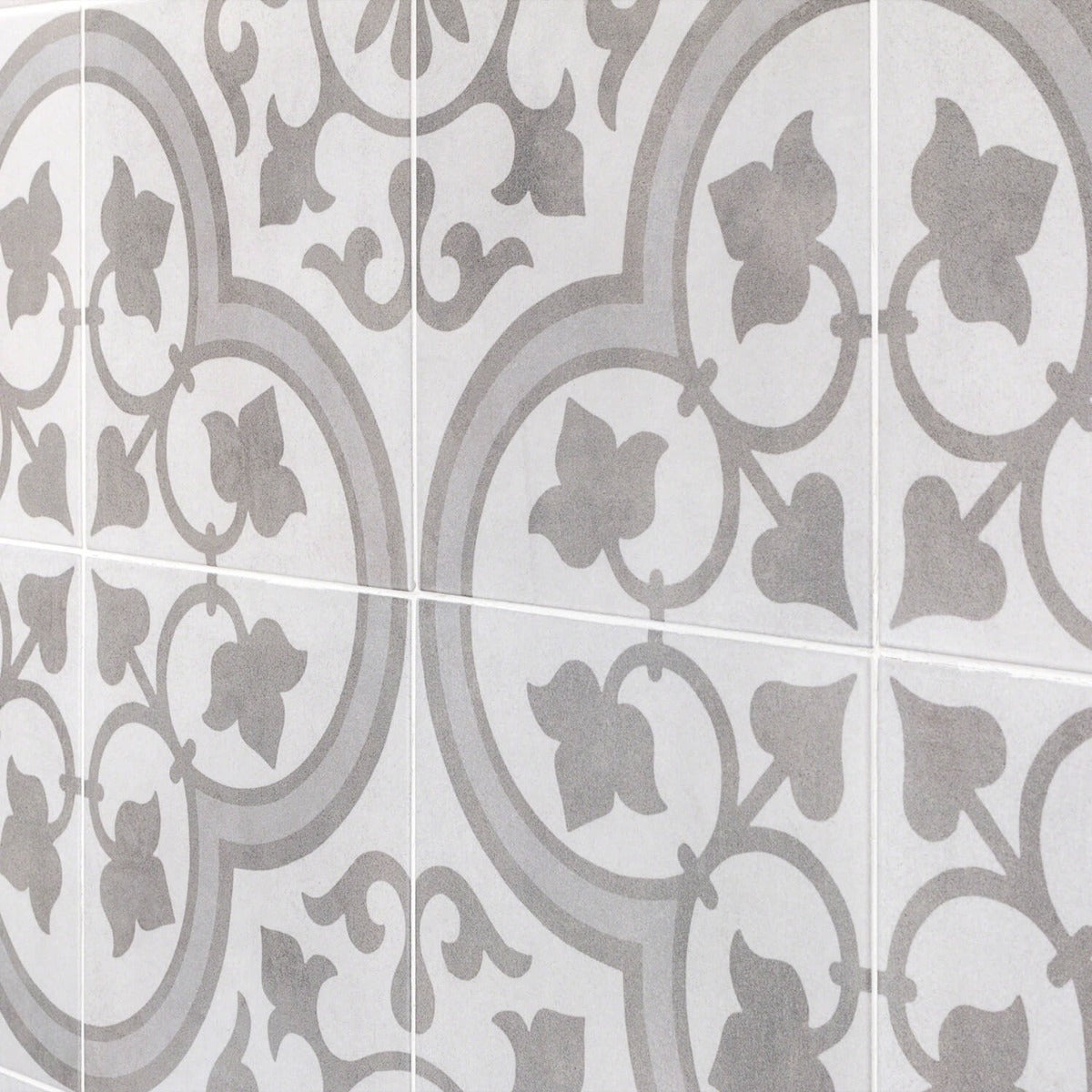 Cascais Silver Ornate 9x9 Matte Porcelain Tile - Lux Tile