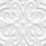 Byzantine Florid Bianco White 6x7 Arabesque Polished Ceramic Wall Tile
