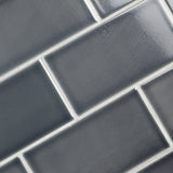 Vector Antracita Gray Polished Ceramic Subway Tile 4x8