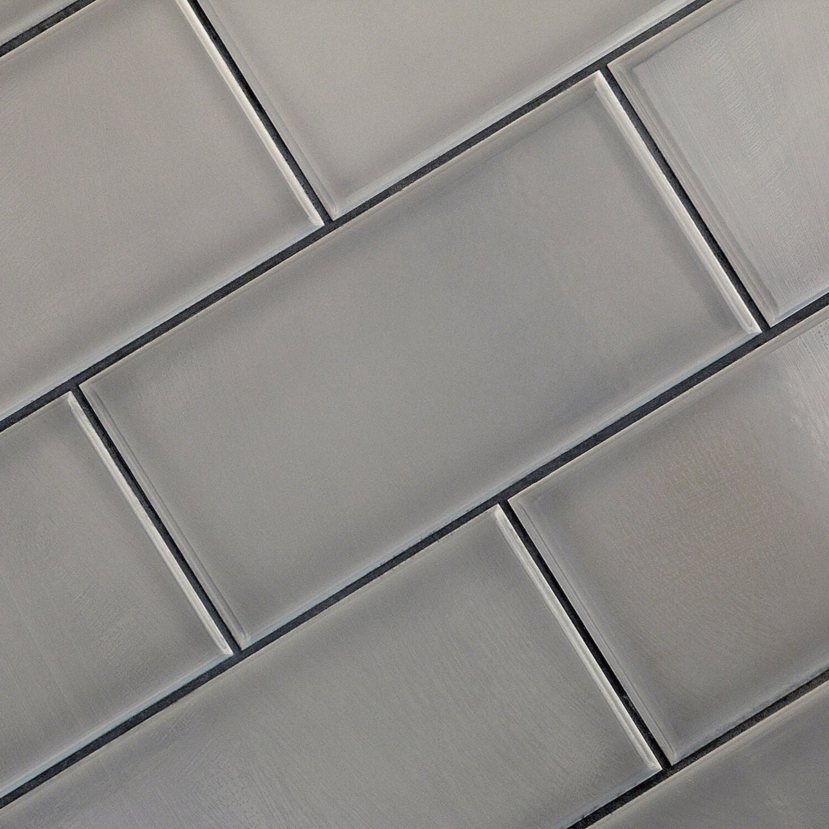 Vector Gris Gray Polished Ceramic Subway Tile - 4x8