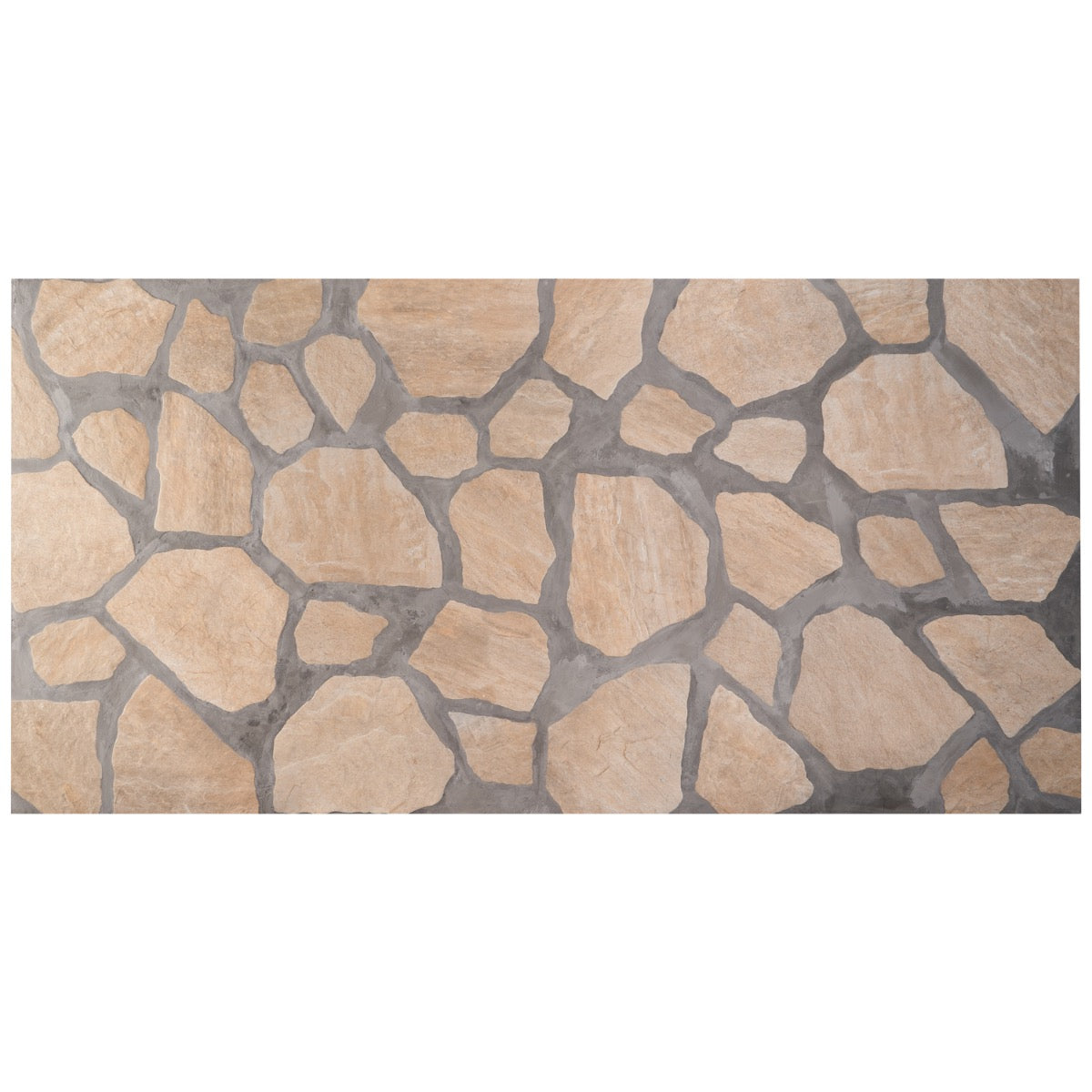 Pathstone Beige Textured Matte Porcelain Flagstone Tile - Durable Outdoor Flooring