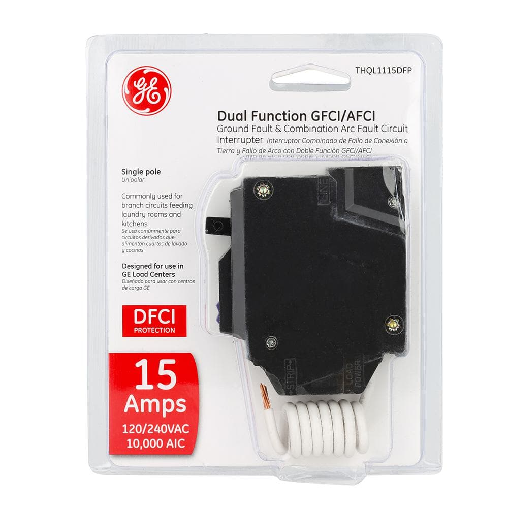 GE Q-Line THQL1115DFP 15-Amp Single-Pole Dual Function AFCI/GFCI Circuit Breaker