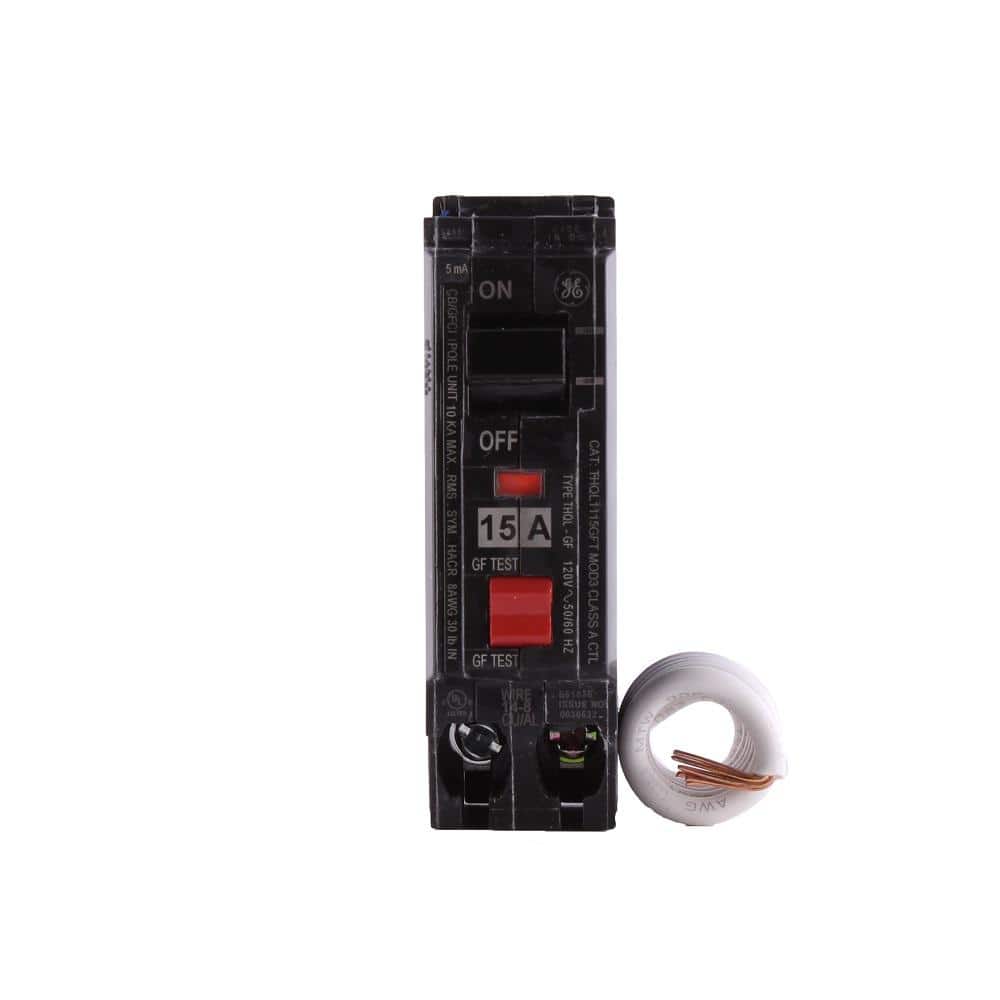 GE Q-Line THQL 15-Amp Single-Pole GFCI Circuit Breaker with Self-Test (THQL1115GFTP)