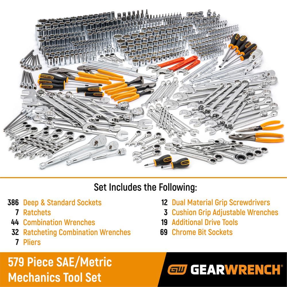 GEARWRENCH 1/4 in., 3/8 in. and 1/2 in. Drive Master Mechanics Tool Set (579-Piece)