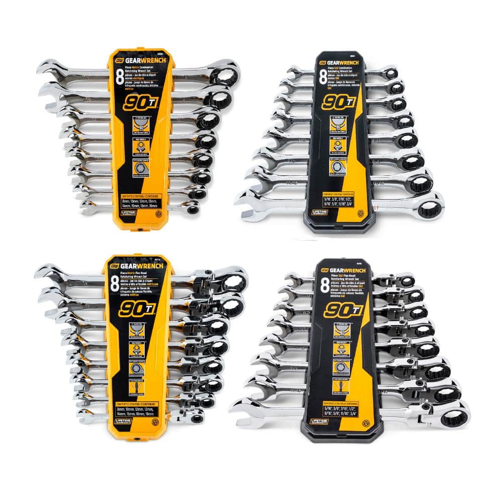 GEARWRENCH Master Standard and Flex Head SAE/MM Combination Ratcheting Wrench Set (32-Piece)
