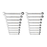GEARWRENCH SAE/MM 90-Tooth Pro Combination Ratcheting Wrench Tool Set with Tray (18-Piece)
