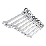 GEARWRENCH Metric 90-Tooth Flex Head Combination Ratcheting Wrench Tool Set with Tray (8-Piece)