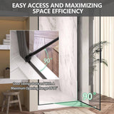 Getpro 36 to 37-1/4 in. W x72 in. H Frameless Shower Door Right Hinged Pivot Swing Single Door in Matte Black Clear Glass