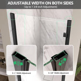 Getpro 36 to 37-1/4 in. W x72 in. H Frameless Shower Door Right Hinged Pivot Swing Single Door in Matte Black Clear Glass