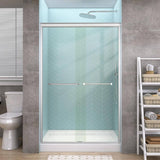Getpro 44 in.-48 in. W x 72 in. H Double Sliding Framed Alcove Shower Door in Brushed Nickel with 1/4 in. (6 mm) Clear Glass