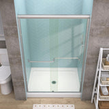 Getpro 44 in.-48 in. W x 72 in. H Double Sliding Framed Alcove Shower Door in Brushed Nickel with 1/4 in. (6 mm) Clear Glass