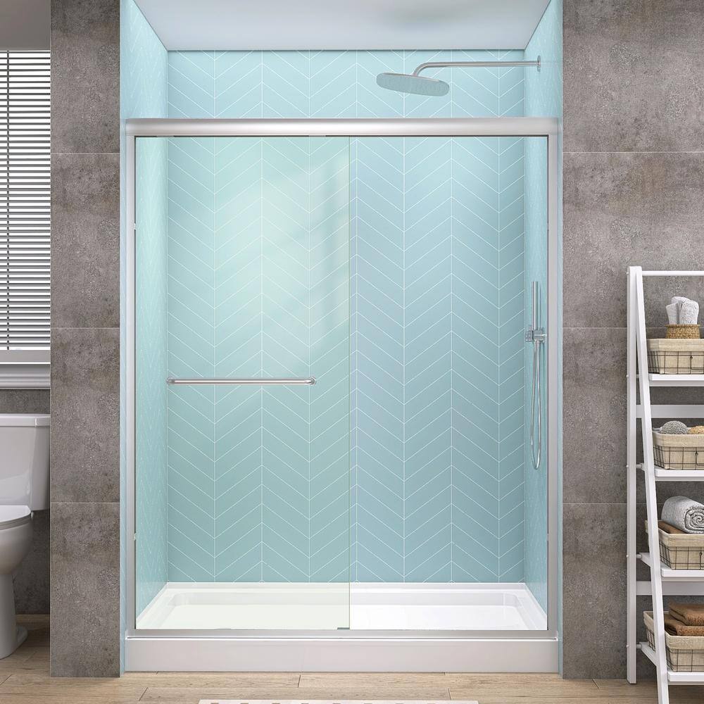 Getpro 50 in.-54 in. W x 72 in. H Double Sliding Framed Alcove Bypass Shower Door in Brushed Nickel with 1/4 in. Clear Glass