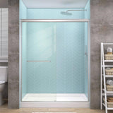 Getpro 50 in.-54 in. W x 72 in. H Double Sliding Framed Alcove Bypass Shower Door in Brushed Nickel with 1/4 in. Clear Glass