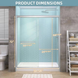 Getpro 50 in.-54 in. W x 72 in. H Double Sliding Framed Alcove Bypass Shower Door in Brushed Nickel with 1/4 in. Clear Glass
