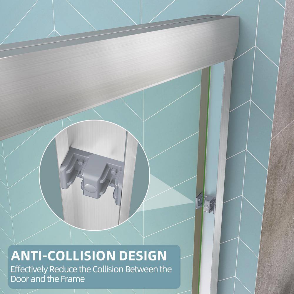 Getpro 50 in.-54 in. W x 72 in. H Double Sliding Framed Alcove Bypass Shower Door in Brushed Nickel with 1/4 in. Clear Glass