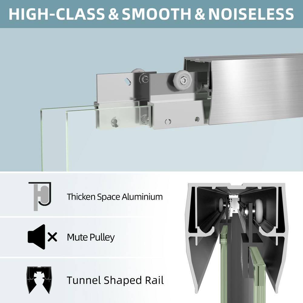 Getpro 50 in.-54 in. W x 72 in. H Double Sliding Framed Alcove Bypass Shower Door in Brushed Nickel with 1/4 in. Clear Glass